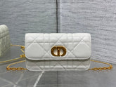 MONTAIGNE AVENUE MINI 19 BAG IN WHITE CALFSKIN WITH GOLD HARDWARE
